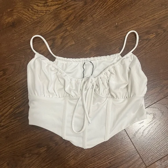 White Ruched Crop Top - Picture 2 of 2